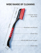 AstroAI 27" Snow Brush and Ice Scrapers for Car Windshield, Detachable Snow Scrapers with Ergonomic Foam Grip for Cars, Trucks, SUVs (Heavy Duty ABS, PVC Brush, Red)