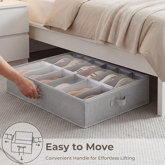 StorageWorks Shoe Organizer for Closet, Fits up to 24 Pairs, 2-Pack Ultra-thick Fabric Under Bed Shoe Storage Containers with