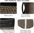 3-Pack Storage Baskets for Organizing | Woven Shelf Toy Basket | Rope Baskets for Gifts Empty | Closet Organizer Bins with Ha