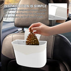 Car Trash Can for Seat Headrest, Mini Automotive Front Back Seat Garbage Can, Leakproof Vehicle Hanging Trash Cans, Multi-Purpose Auto Garbage Bin & Storage Organizer, Car Accessories (White)