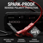 NOCO Boost X GBX155: 4250A UltraSafe Jump Starter - 12V Lithium Battery Booster Pack, Portable Jump Box, Power Bank & Jumper