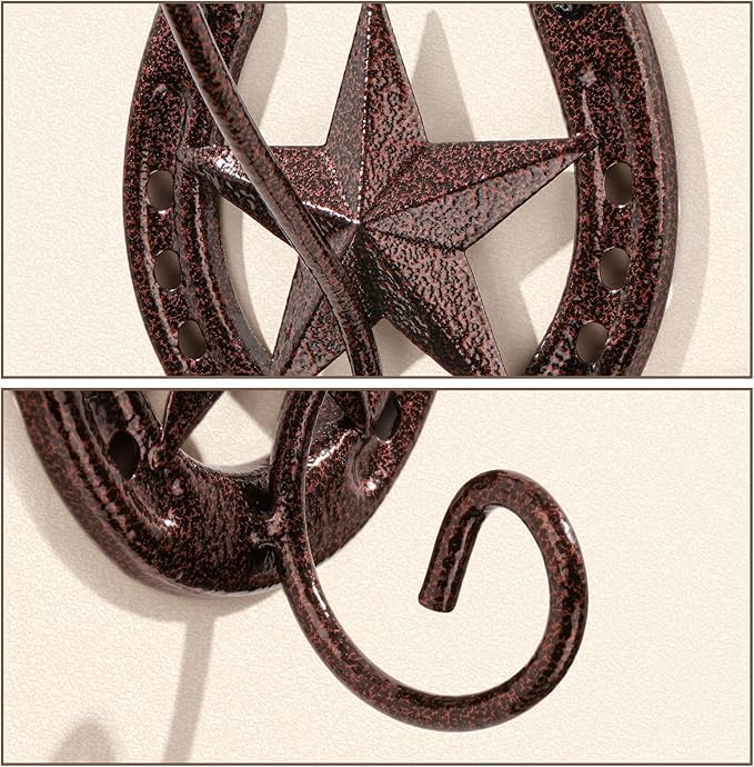 Cowboy Hat Rack for Wall Rustic Metal Cowboy Hat Holder 2 Pack Hat Hanger Western Wall Decor Horseshoe Hooks Storage Display 