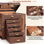 AKOZLIN Jewelry Box Organizer Functional Leather Jewelry Storage Case for Women Girls Ring Necklace Earring Bracelet Holder O