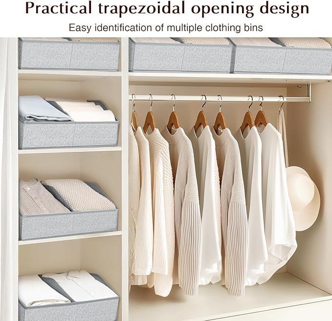 Homsorout Closet Organizers and Storage Bins - 6 Pack Collapsible Divided Trapezoidal Cube Storage Bins Baskets with Orange H