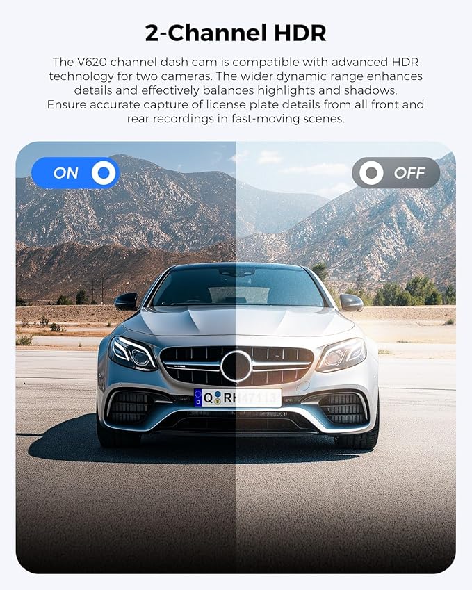 4K+1080P FHD Dash Cam Front and Rear, Dual Dash Camera for Cars with Night Vision, 2 Channel HDR Dash Camera, 24H Parking Mod