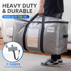 TAILI Extra Large Moving Bags, 6 Pack Silver Heavy Duty Totes for Storage with Visible Window, Wrap Around Handles, Storage B