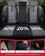 FREESOO Black Gray Car Seat Covers Full Set - Faux Nappa Leather Seat Covers for Cars, with Front Seatbelt Pads, Luxury Water