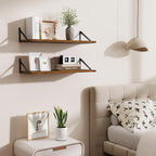 Deep Floating Shelves for Wall,30" Wx10 D Wood Floating Shelf Set of 2,Sturdy Metal Bracket Wide Display & Storage,Wall Mount