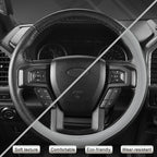 West Llama Car Steering Wheel Cover for Ford F-150, F-250, F-350, Expedition (Gray+Black-Large Size)