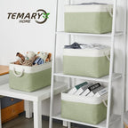Temary Fabric Storage Baskets 4Pack Storage Bins Decorative Basket for Gift, Clothes Bin with Handles, Rectangle Baskets for 