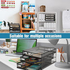 Zhanmai 1 Pack Black Desk Organizer with Drawer Total Wire Mesh Storage Tray Multifunctional Paper Sorter File Stand for Home