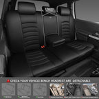 CAR PASS Leather Back Seat Cover, Universal Waterproof Bench Rear Seat Cover Zipper Split Rear Bench Protector Fit 95% Automo
