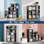 Mavivegue Bookcases: Black Cube Book Shelf, 10 Cube Tall Storage Organizer for Bedroom, Living Room & Office