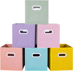Stero Fabric Storage Cubes Bins, 11 inch Fun Colored Foldable Storage Baskets with Dual Plastic Handle for Home, Kids Room, C
