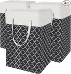 BlissTotes 3-Pack Laundry Basket, Freestanding＆Waterproof Laundry Hamper, Collapsible Tall Clothes Hamper with Easy Carry Han