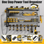 MOOMSINE Large Power Tool Organizer Wall Mount with Charging Station, 400lbs Metal Storage Rack with 8 Cordless Drill Holder,
