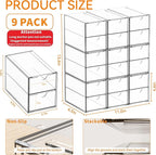 Yieach 9 Pack Small Acrylic Drawers With 18 Drawers,Clear Drawer Organizers Stackable,School,Office Supplies Organizer And St