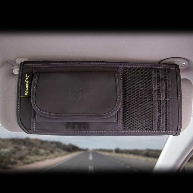 Plasticolor 006191R01 WeatherPro Black Car Truck or SUV Sun Visor Organizer, Auto Interior Pocket Organizer, Registration and Document Holder, Personal Belonging Sunglass Storage Pouch Organizer