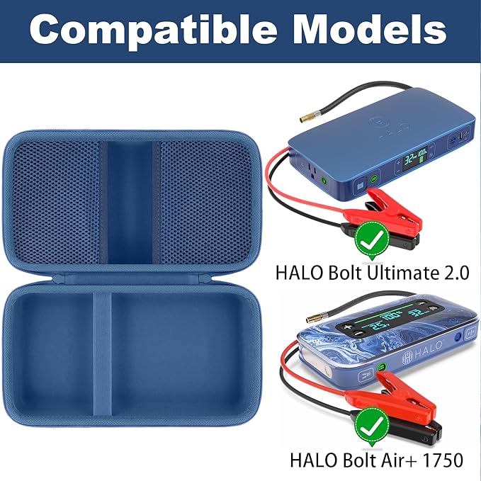 khanka Stroage Case for HALO Bolt Ultimate 2.0/HALO Bolt Air +1750 Portable Car Battery Jump Starter,Case Only (Blue)