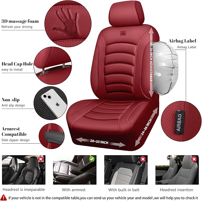 CAR PASS 3D Foam PU Leather Car Seat Covers, Universal Seat Covers Full Sets for Trucks SUV Sedan Automotive Seat Covers Armr