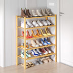 Smiry Shoe Rack, 5 Tier Bamboo Shoe Organizer, Stackable Free Standing Wooden Shoe Storage Shelf for Closet, Entryway, Front 
