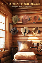 Cinati Cowboy Hat Rack for Wall 6 Pack, Cowboy Hat Holder Wall Mount, Western Rustic Metal Hats Hanger Hooks Organizer for Fe