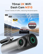 70mai Dash Cam M310, Dash Camera for Cars 1296P QHD, Smart Dash Cam Front Built in WiFi, 130° Wide-Angle FOV, WDR, Night Visi
