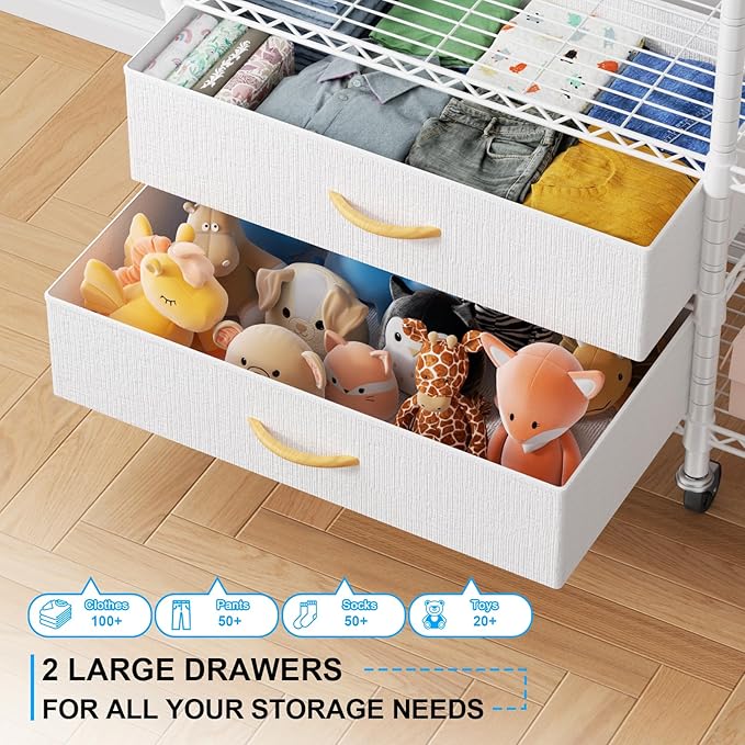 Ulif F3R Heavy Duty Clothes Rack（With Lockable Wheels）Freestanding Clothing Racks for Hanging Clothes，Adjustable Closet Organ