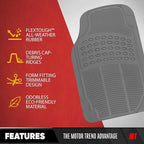BDKProLiner Gray All Weather Rubber Auto Floor Mats & Cargo Liner - Heavy Duty 4pc Set - CB783