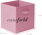 Casafield Set of 6 Collapsible Fabric Cube Storage Bins, Light Pink - 11" Foldable Cloth Baskets for Shelves, Cubby Organizer