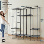 CAPHAUS 67-Inch Heavy-Duty Clothing Rack with Cover, 25MM Steel Tube Portable Closet Wardrobe, 520LB Capacity Metal Frame Clo