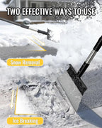 Flat Shovel, 60 inch Ice Scraper, Snow Shovel, Floor Scraper with Adjustable Long Handle, Heavy Duty Ice Chopper, Multifunctional Weed Removal Tool for Driveway, Walkway, Garden and Outdoor Cleaning