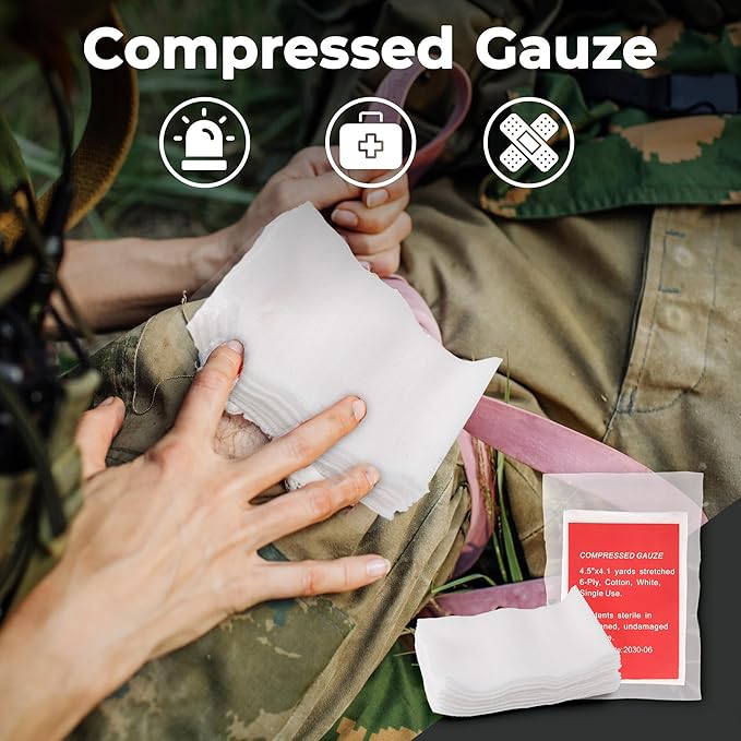 41 PCS IFAK Trauma Kit with Tourniquet, 4-Inch Israeli Bandage, Tactical First Aid Kit for Car, Camping, Hiking and Travel wi