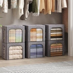 Lifewit Clothes Storage Bins with Metal Frame, Stackable Storage Box, Foldable Clothing Storage Bins with Lids, 40L Storage B