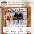 MISSLO 35 Large Pockets Over The Door Shoe Organizer Sturdy Oxford Fabric Hanging Shoe Rack for Door Mesh Closet Shoe Holder 