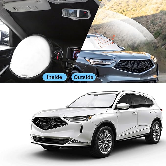 TINGLU Sun Shade for Acura MDX 2021-2024 2025 2026 Accessories Windshield Sun Shade Window Shade UV Rays Protection Sun Visor Cover with Steering Wheel Sunshade Storage Bag