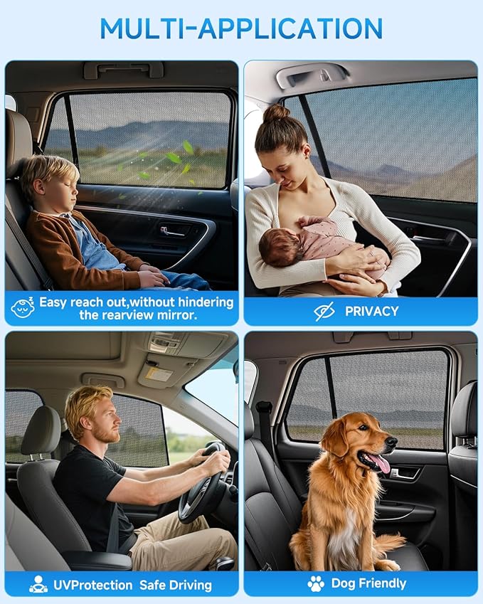 Car Window Shades for Toyota-4 Runner(2011-2023),4 Pack Car Window Cover for Baby Sun Shade Blocker Breathable Mesh,Reduce UV Rays & Heat Insulation Privacy Protection for Camping, Travel, Sleep