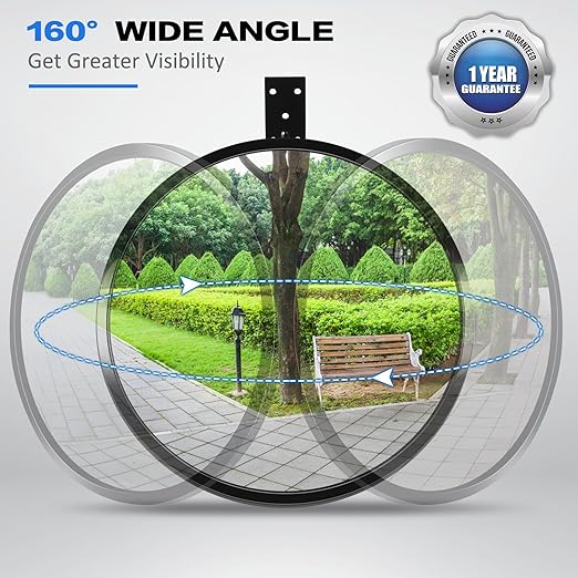 12” Acrylic Convex Mirror Convex Security Corner Mirrors, Adjustable Fixing Bracket with Wide Angle, Indoor Outdoor Curved Safety Mirror for Room Driveway Parking Garage Office