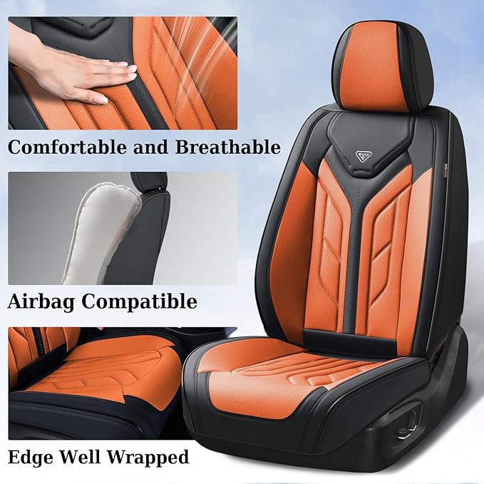 Coverado Seat Covers, Car Seat Covers Front Seats, Leather Seat Covers for Cars, Waterproof Automotive Seat Covers Car Seat P