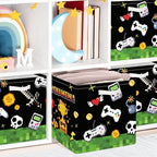 Clastyle Video Game Kid Storage Cube Organizer Set Black Gamepad Closet Clothes Cube Storage Bin Nursery Toddler Toy Box Ches