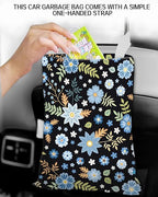 Car Trash Can, Durable Hanging Car Trash Garbage Bag, Cute Automotive Garbage Cans Organizer, Cute Blue Floral