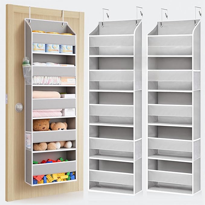 ULG 2-Pack Over-The-Door Organizer 5 Tiers, – Hanging Storage Organizer with 4 Mesh Side Pockets,Space Saving Closet Door Org
