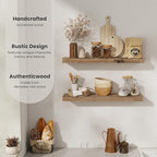 Floating Shelves, 8 Inch Deep Rustic Solid Reclaimed Wood Wall Shelves for Storage, Wall Mounted Display Shelving with Invisi