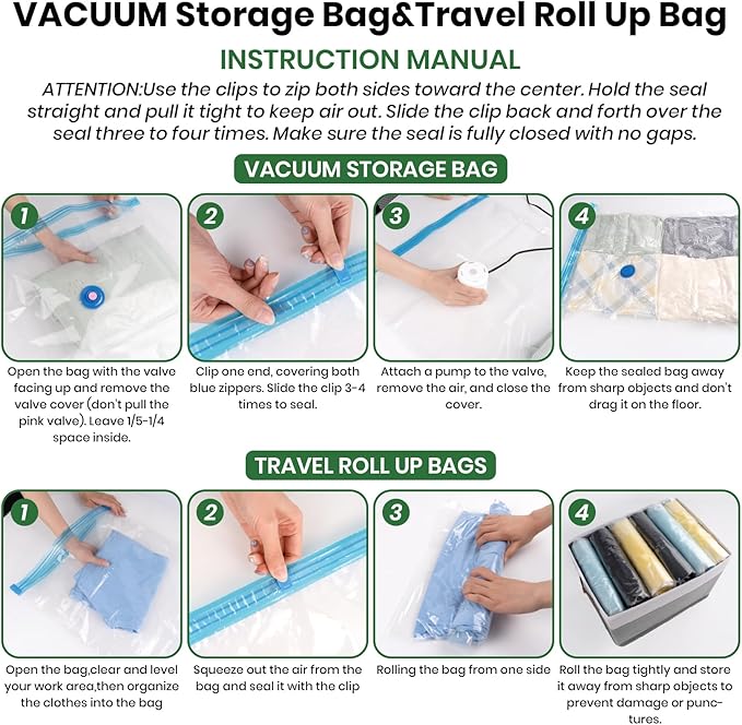 Vacuum Storage Bags,30Pack Vacuum Seal Bags for Clothing,Travel,Clothes,Comforters,Blankets,Pillows-6 Jumbo+6 Large+6 Medium+