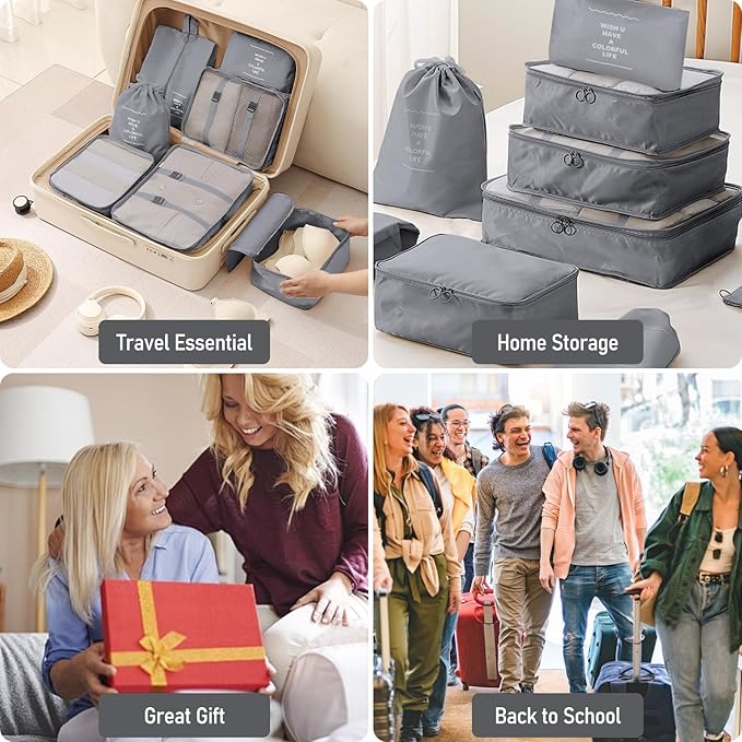 Packing Cubes for Travel-10 Set Luggage Organizer Bags for Family, Mesh Breathable Packing Cubes for Suitcases Durable Travel