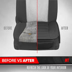 Motor Trend Seat Covers for Cars Trucks SUV, Faux Leather 2-Pack Black Padded with Storage Pockets, Premium Interior Car Seat