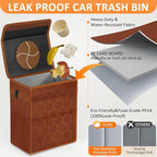 Car Trash Can, Brown, 2.2 Gallons Capacity, Waterproof, Polyester Material, Adjustable Strap, Hanging Design, Leakproof Lining, 100% PEVA Thickness