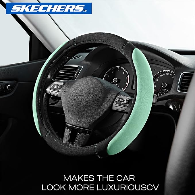 Skechers Memory Foam Steering Wheel Cover, Car Steering Wheel Cover,14.5-15inch Anti-Slip Safety Comfortable Desgin, Universa