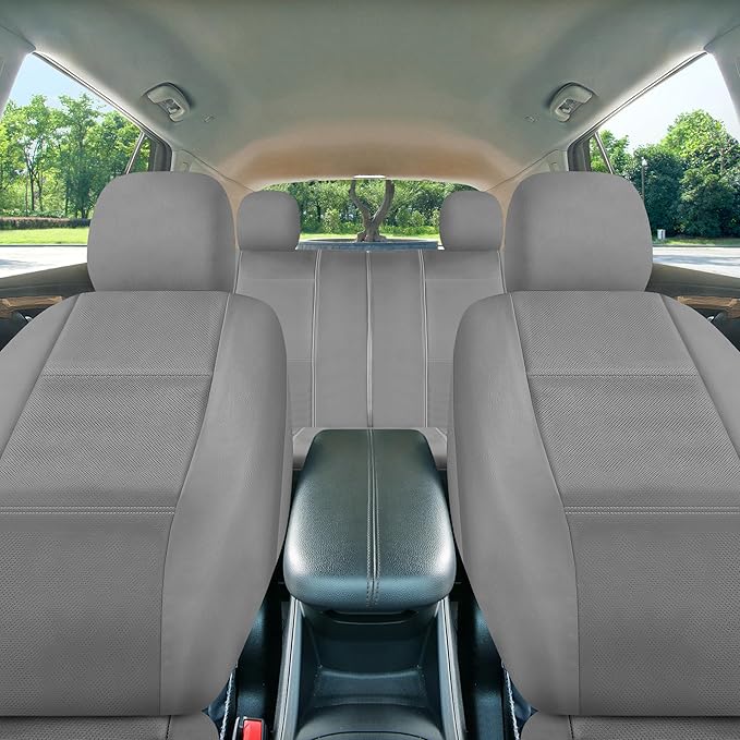 FH Group Three Row Car Seat Covers Deluxe Leatherette with 7 Seater, Airbag Compatible and Rear Split Bench– Universal Fit fo