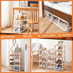 5 Tiers Shoe Rack Organizer for Closet Shoe Holder Storage Narrow Plastic Vertical, Free Standing Shoe Rack Shelf for Entrywa